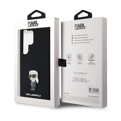 Deksel for Samsung Galaxy S24 Ultra S928, Karl Lagerfeld, Silicone Ikonik Karl, Svart