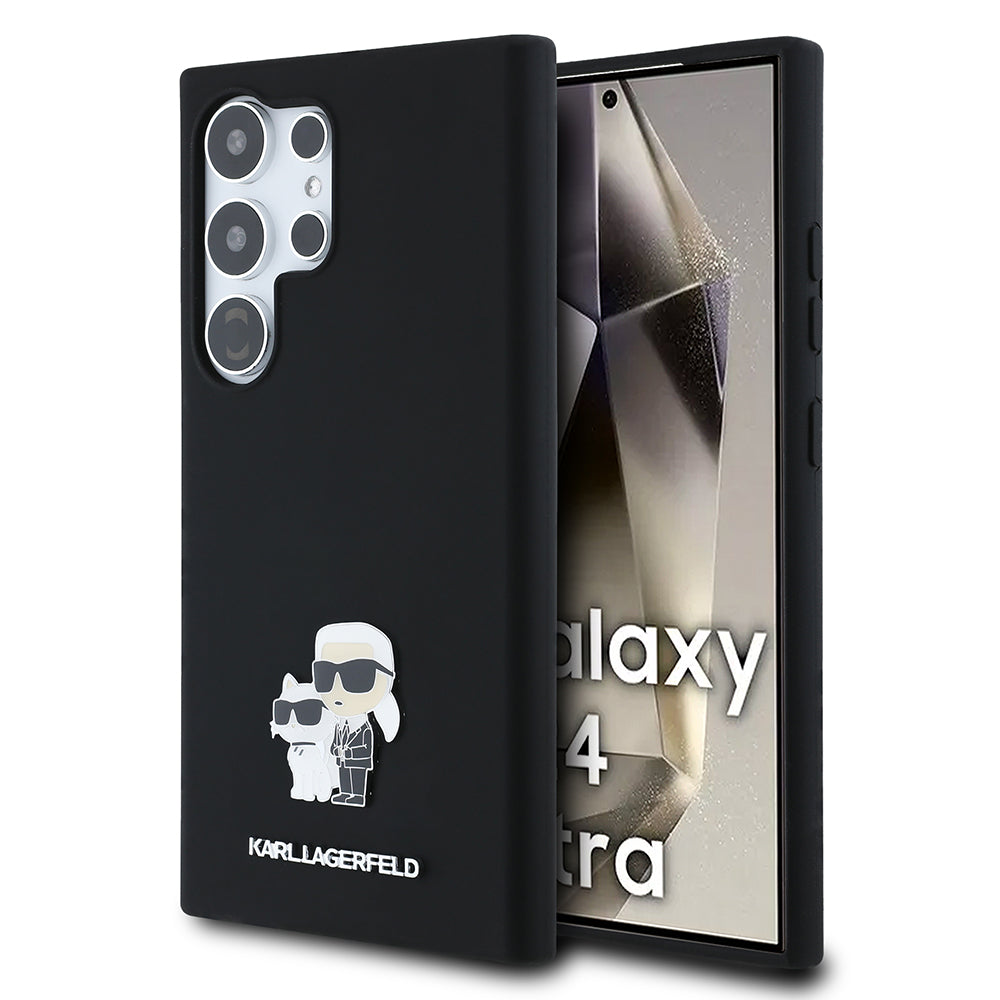 Deksel for Samsung Galaxy S24 Ultra S928, Karl Lagerfeld, Silicone Karl & Choupette, Svart