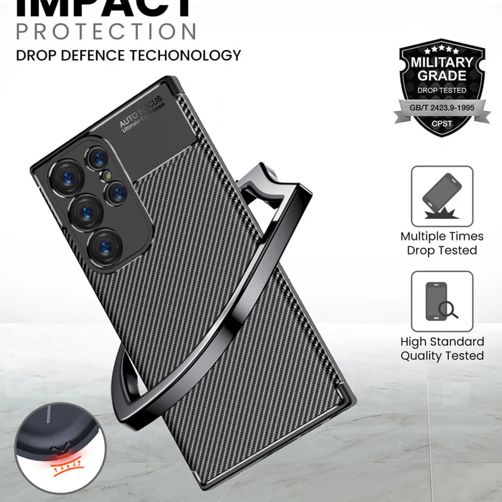 Deksel til Samsung Galaxy S24 Ultra S928, Techsuit, CarbonFiber, Svart