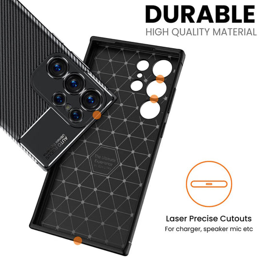 Deksel til Samsung Galaxy S24 Ultra S928, Techsuit, CarbonFiber, Svart