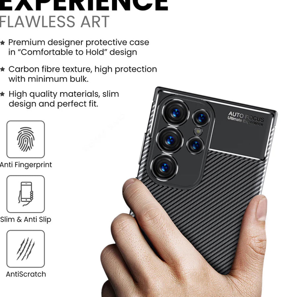 Deksel til Samsung Galaxy S24 Ultra S928, Techsuit, CarbonFiber, Svart