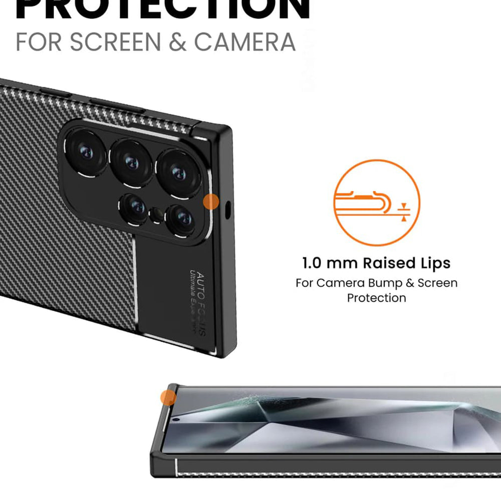 Deksel til Samsung Galaxy S24 Ultra S928, Techsuit, CarbonFiber, Svart