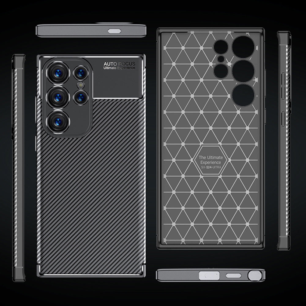 Deksel til Samsung Galaxy S24 Ultra S928, Techsuit, CarbonFiber, Svart