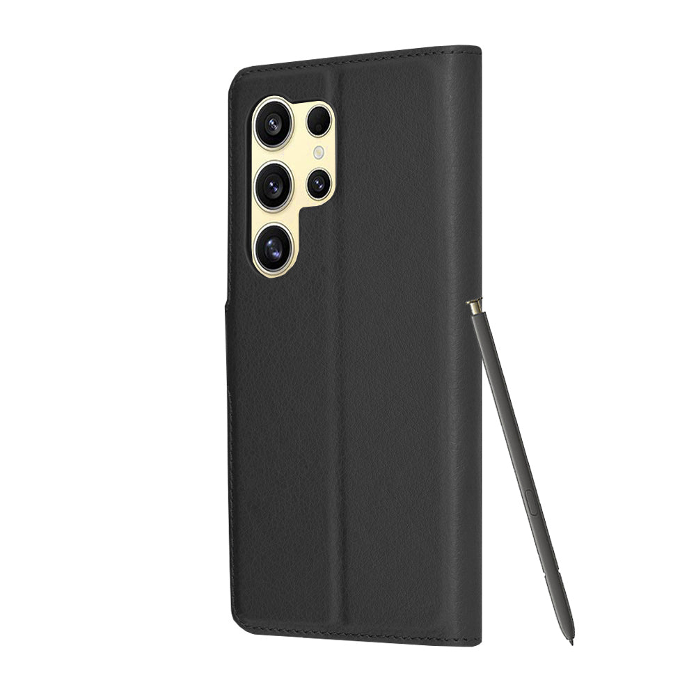 Deksel for Samsung Galaxy S24 Ultra S928, Techsuit, Leather Folio, Svart