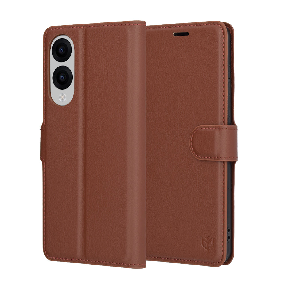 Deksel til Samsung Galaxy S25 Edge S937, Techsuit, Leather Folio, Brun