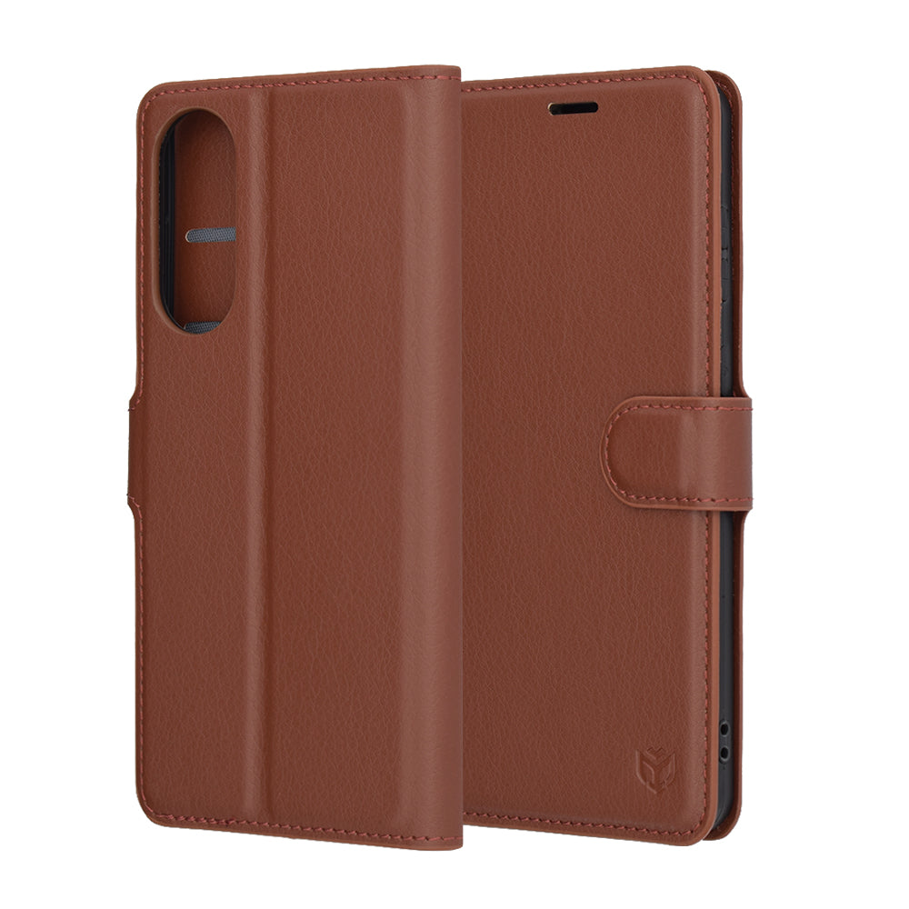 Deksel til Samsung Galaxy S25 Edge S937, Techsuit, Leather Folio, Brun