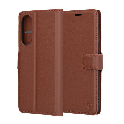 Deksel til Samsung Galaxy S25 Edge S937, Techsuit, Leather Folio, Brun