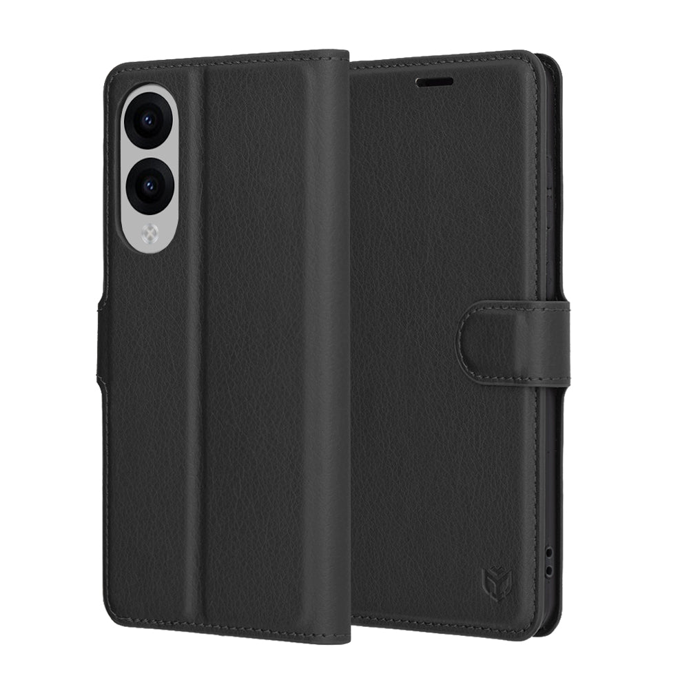 Deksel for Samsung Galaxy S25 Edge S937, Techsuit, Leather Folio, Svart