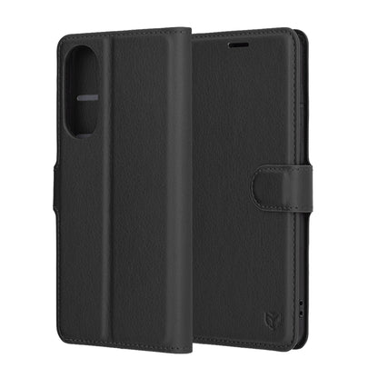 Deksel for Samsung Galaxy S25 Edge S937, Techsuit, Leather Folio, Svart
