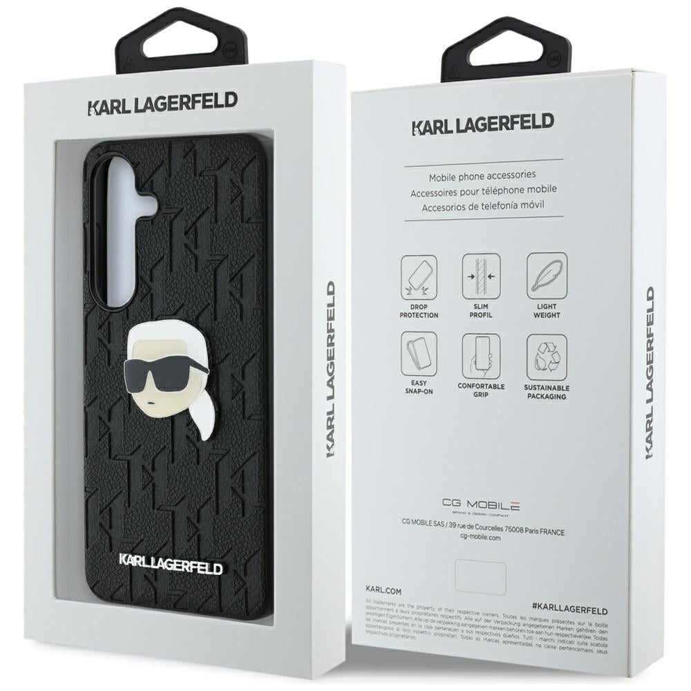 Deksel for Samsung Galaxy S25+ S936, Karl Lagerfeld, Monogram Karl's Head, Svart