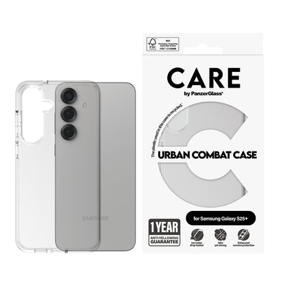 Deksel for Samsung Galaxy S25+ S936, PanzerGlass, Care Urban Combat, Gjennomsiktig