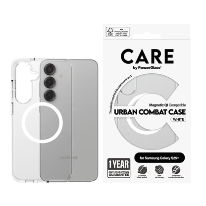 Deksel for Samsung Galaxy S25+ S936, PanzerGlass, Care Urban Combat, Transparent Hvit