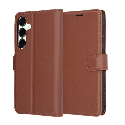 Deksel for Samsung Galaxy S25+ S936, Techsuit, Leather Folio, Brun