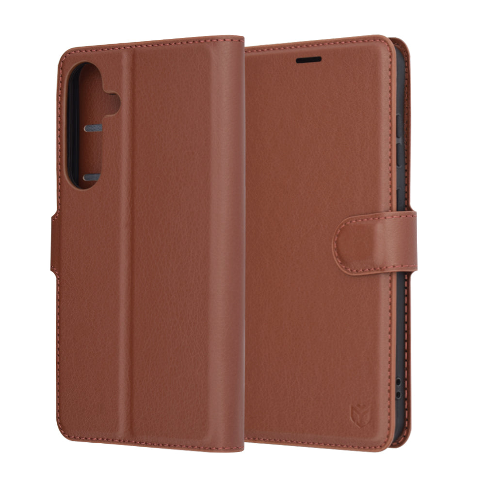 Deksel for Samsung Galaxy S25+ S936, Techsuit, Leather Folio, Brun