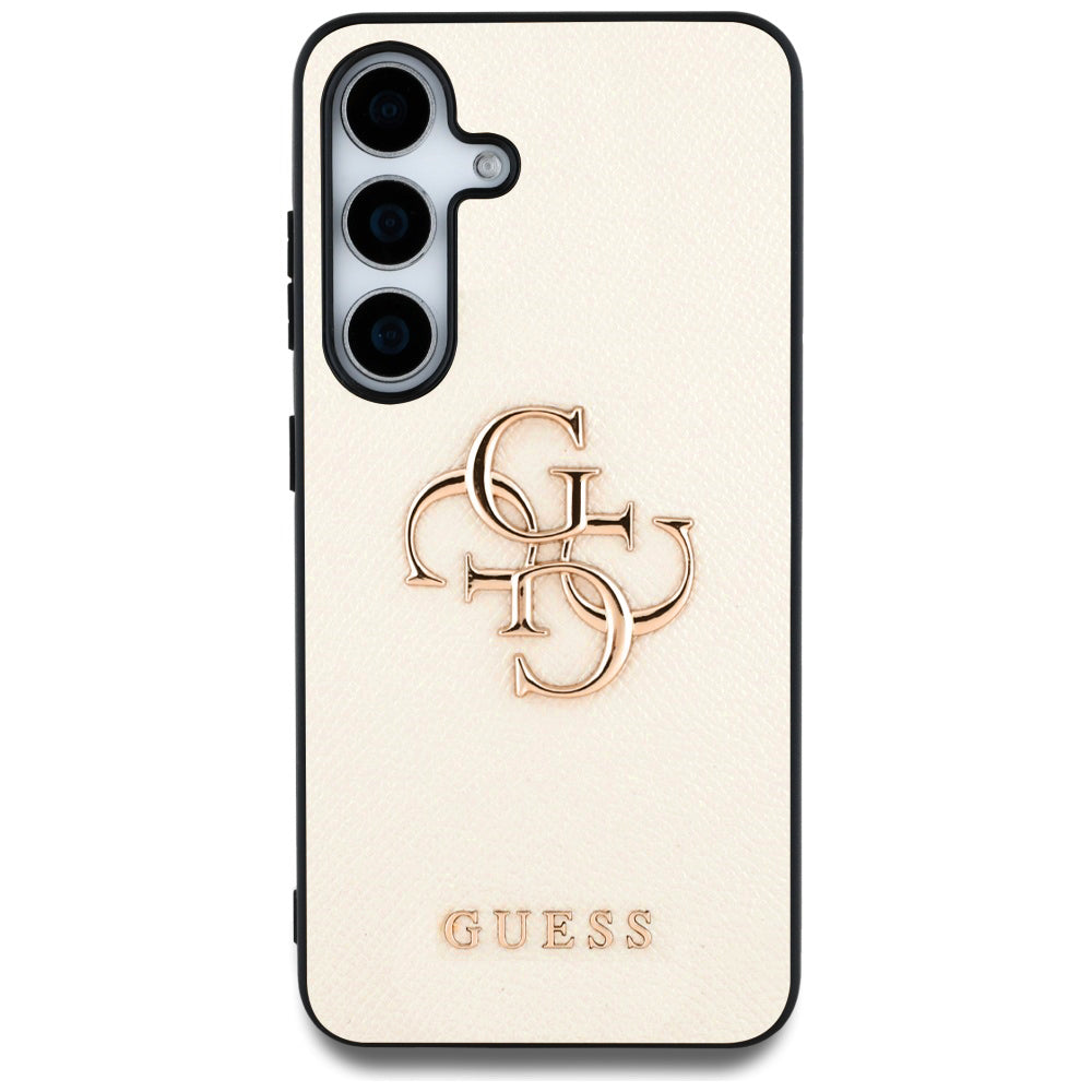 Deksel for Samsung Galaxy S25 S931, Guess, 4G Grained Big and Classic Logo, Beige