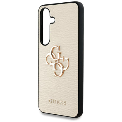 Deksel for Samsung Galaxy S25 S931, Guess, 4G Grained Big and Classic Logo, Beige