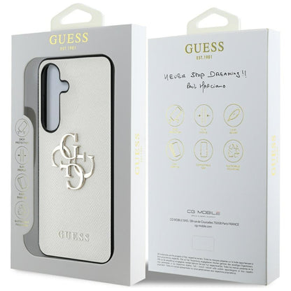 Deksel for Samsung Galaxy S25 S931, Guess, 4G Grained Big and Classic Logo, Beige