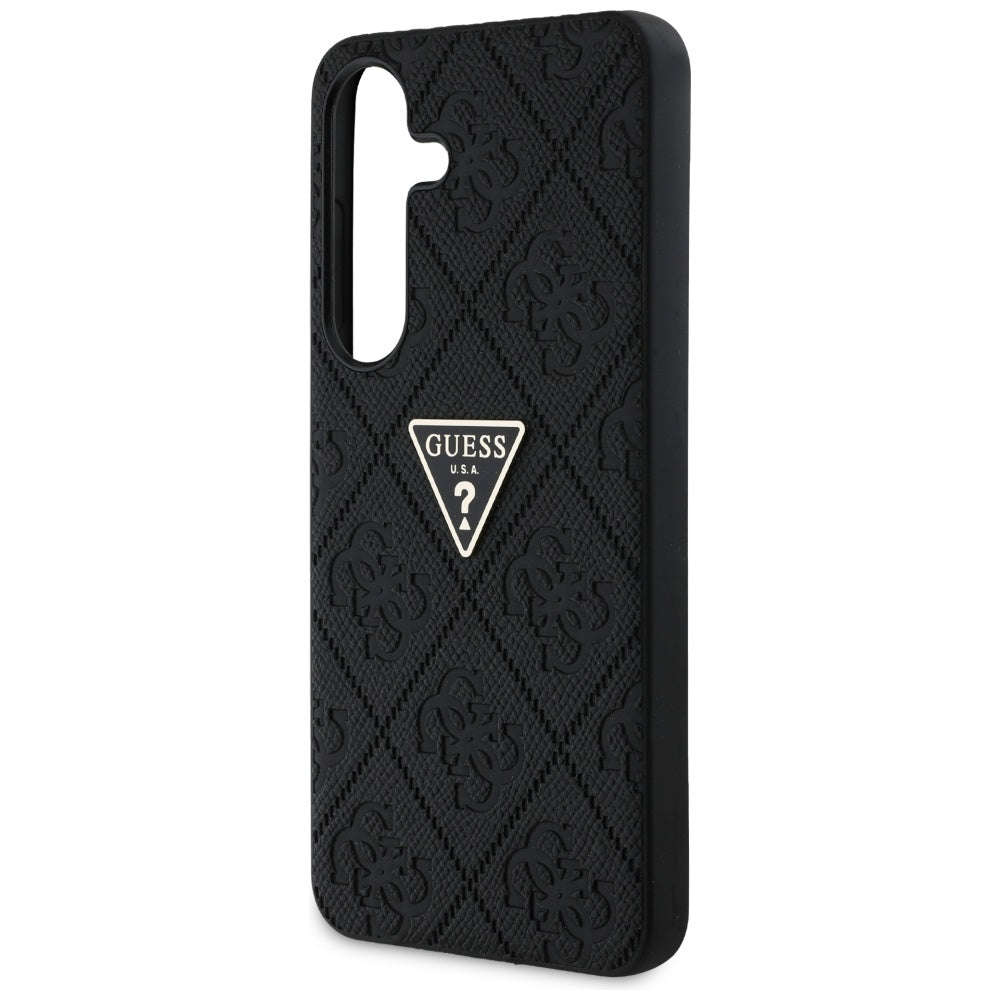 Deksel for Samsung Galaxy S25 S931, Guess, Grained Hot Stamp 4G Triangle, Svart