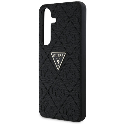 Deksel for Samsung Galaxy S25 S931, Guess, Grained Hot Stamp 4G Triangle, Svart