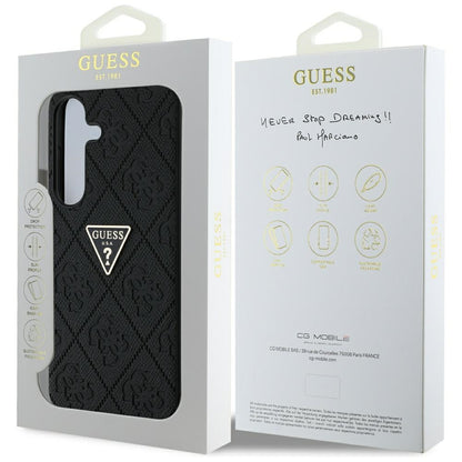 Deksel for Samsung Galaxy S25 S931, Guess, Grained Hot Stamp 4G Triangle, Svart