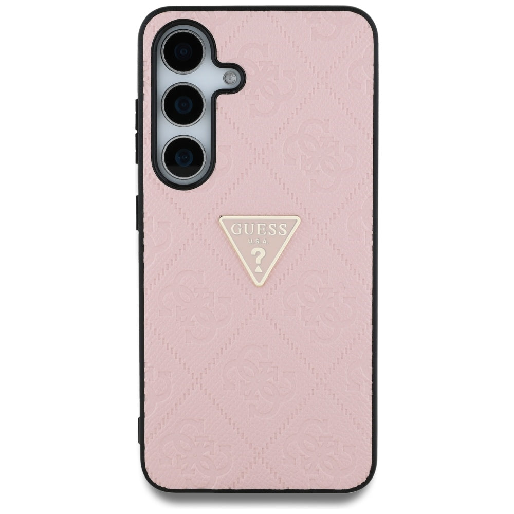 Deksel for Samsung Galaxy S25 S931, Guess, Grained Hot Stamp 4G Triangle, Rosa