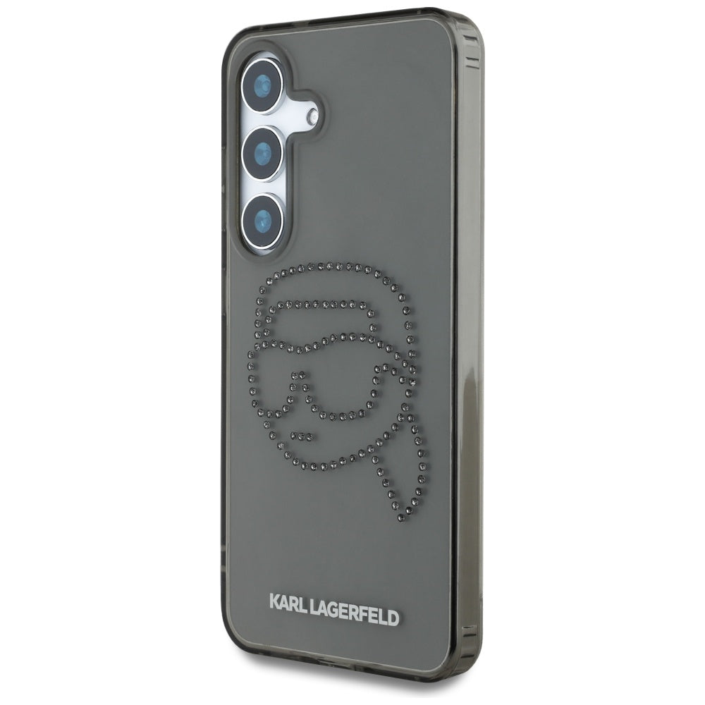 Deksel for Samsung Galaxy S25 S931, Karl Lagerfeld, IML Rhinestones Karl's Head, Svart