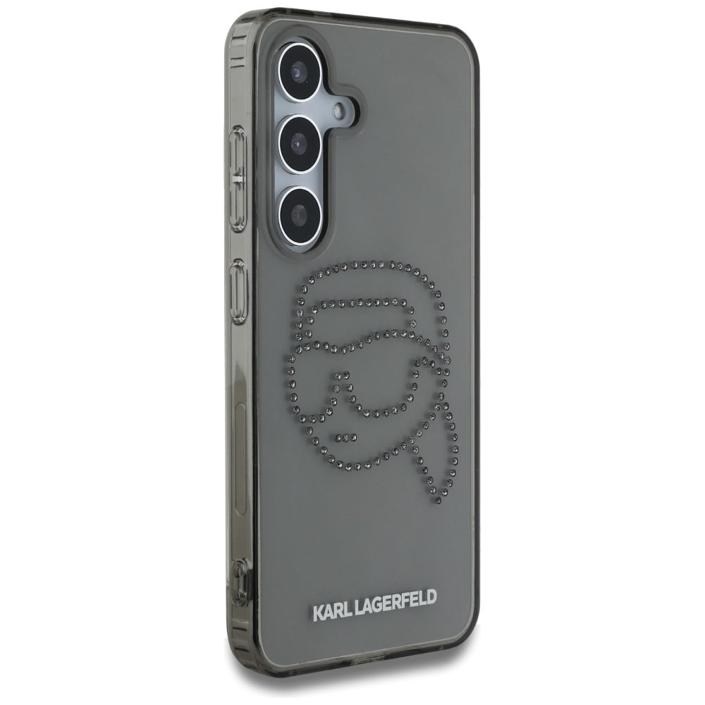 Deksel for Samsung Galaxy S25 S931, Karl Lagerfeld, IML Rhinestones Karl's Head, Svart