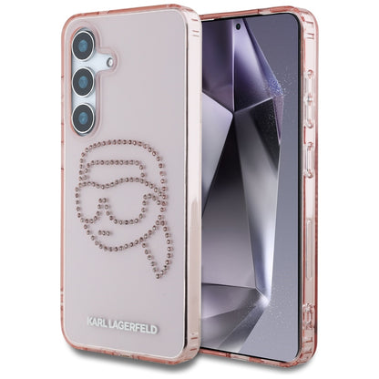 Deksel for Samsung Galaxy S25 S931, Karl Lagerfeld, IML Rhinestones Karl's Head, Rosa