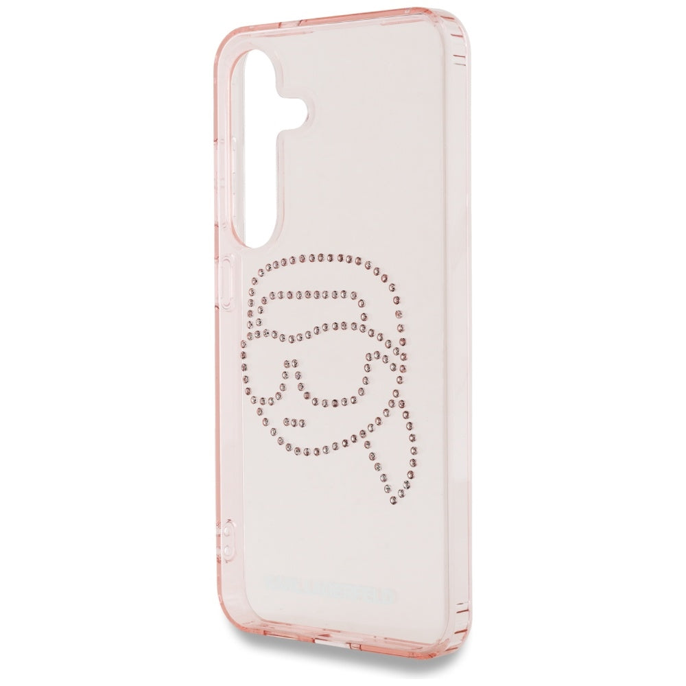 Deksel for Samsung Galaxy S25 S931, Karl Lagerfeld, IML Rhinestones Karl's Head, Rosa