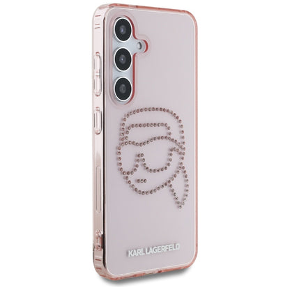 Deksel for Samsung Galaxy S25 S931, Karl Lagerfeld, IML Rhinestones Karl's Head, Rosa
