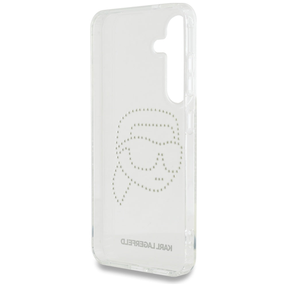 Deksel for Samsung Galaxy S25 S931, Karl Lagerfeld, IML Rhinestones Karl's Head, Gjennomsiktig