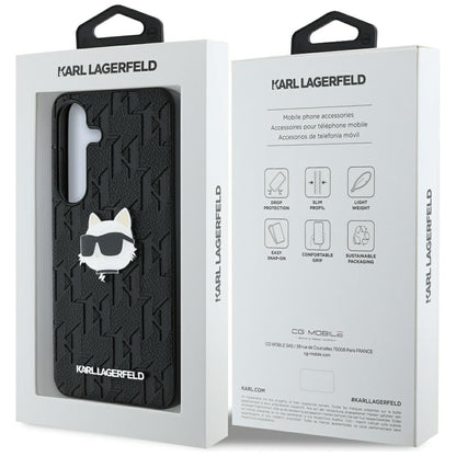 Deksel for Samsung Galaxy S25 S931, Karl Lagerfeld, Monogram Choupette's Head, Svart