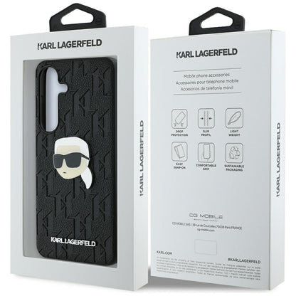 Deksel for Samsung Galaxy S25 S931, Karl Lagerfeld, Monogram Karl's Head, Svart