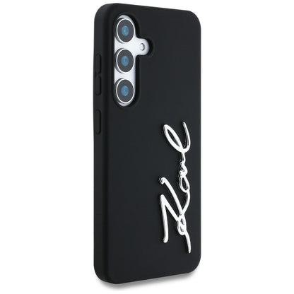 Deksel for Samsung Galaxy S25 S931, Karl Lagerfeld, Silicone Sign Metal Logo, Svart