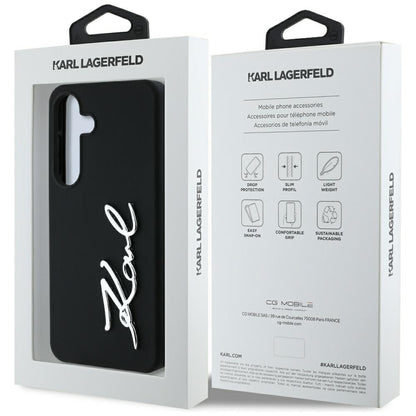 Deksel for Samsung Galaxy S25 S931, Karl Lagerfeld, Silicone Sign Metal Logo, Svart