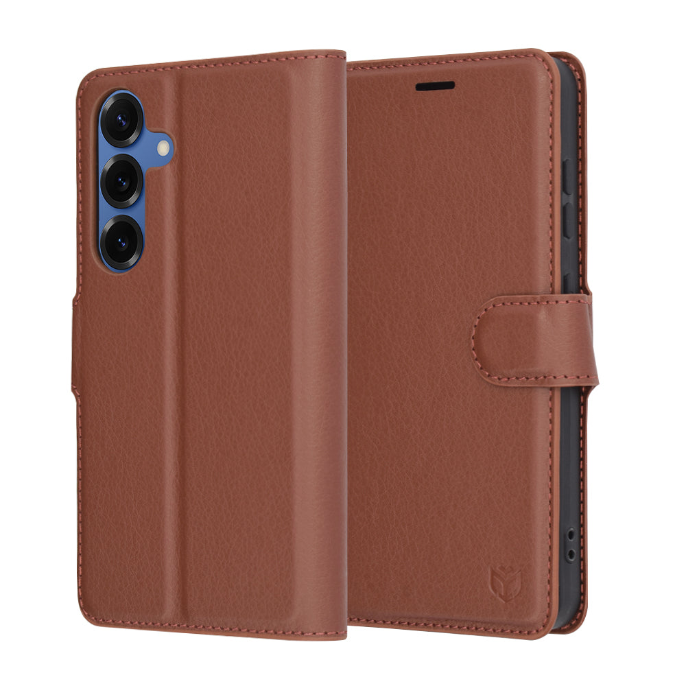 Deksel for Samsung Galaxy S25 S931, Techsuit, Leather Folio, Brun