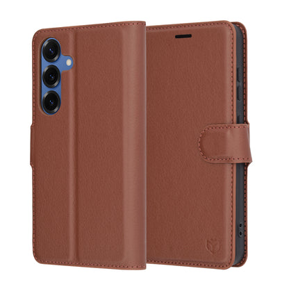 Deksel for Samsung Galaxy S25 S931, Techsuit, Leather Folio, Brun