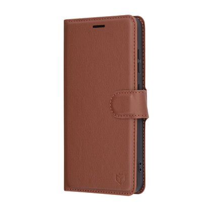 Deksel for Samsung Galaxy S25 S931, Techsuit, Leather Folio, Brun