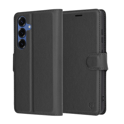 Deksel for Samsung Galaxy S25 S931, Techsuit, Leather Folio, Svart