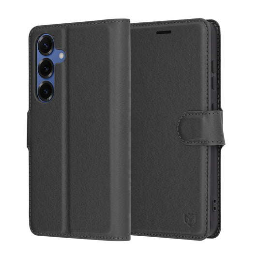 Deksel for Samsung Galaxy S25 S931, Techsuit, Leather Folio, Svart