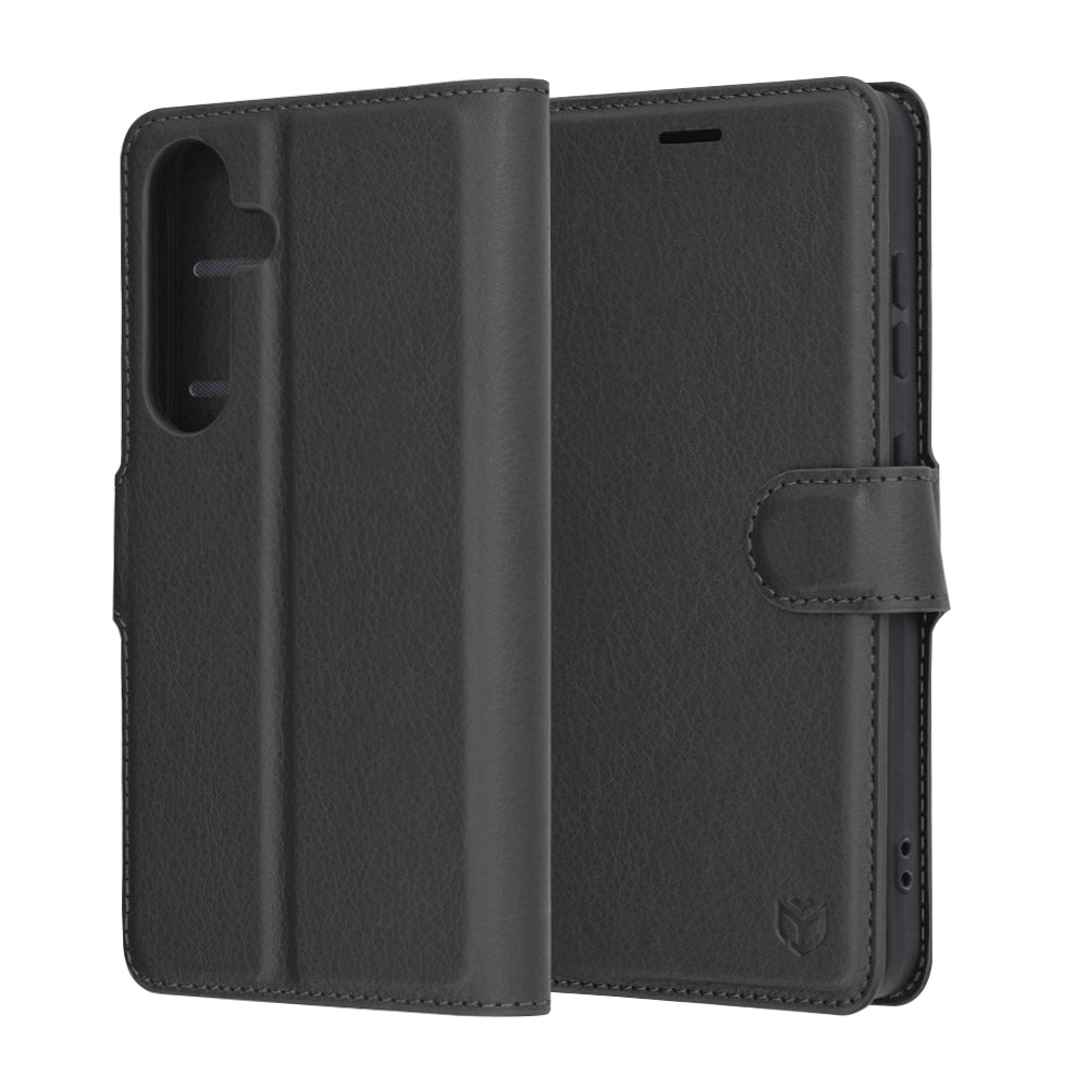 Deksel for Samsung Galaxy S25 S931, Techsuit, Leather Folio, Svart