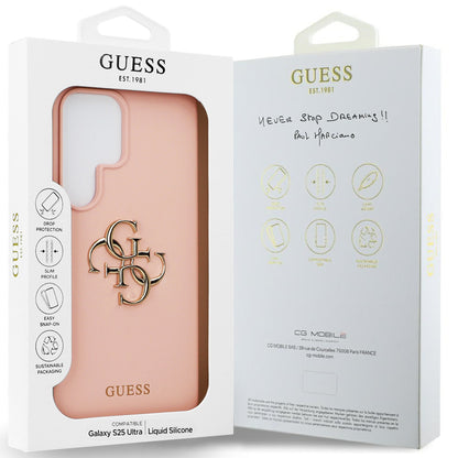 Deksel for Samsung Galaxy S25 Ultra S938, Guess, 4G Grained Big and Classic Logo, Rosa