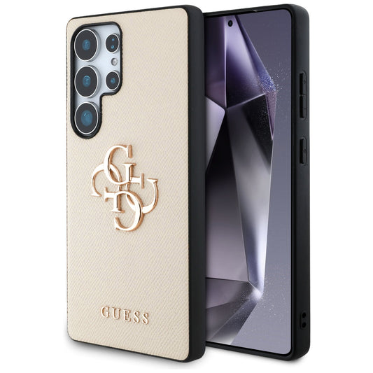 Deksel for Samsung Galaxy S25 Ultra S938, Guess, 4G Grained Big and Classic Logo, Beige