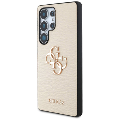 Deksel for Samsung Galaxy S25 Ultra S938, Guess, 4G Grained Big and Classic Logo, Beige