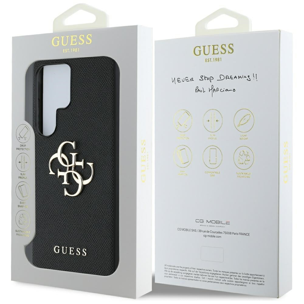 Deksel for Samsung Galaxy S25 Ultra S938, Guess, 4G Grained Big and Classic Logo, Svart