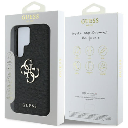 Deksel for Samsung Galaxy S25 Ultra S938, Guess, 4G Grained Big and Classic Logo, Svart