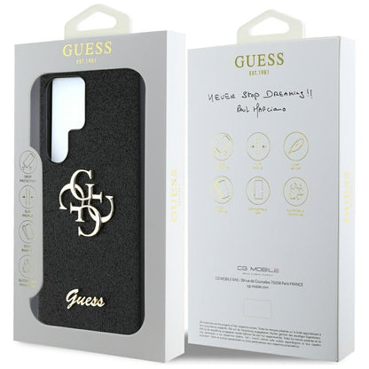 Deksel for Samsung Galaxy S25 Ultra S938, Guess, Glitter Big 4G Script, Svart