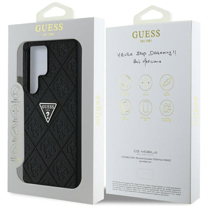 Deksel for Samsung Galaxy S25 Ultra S938, Guess, Grained Hot Stamp 4G Triangle, Svart