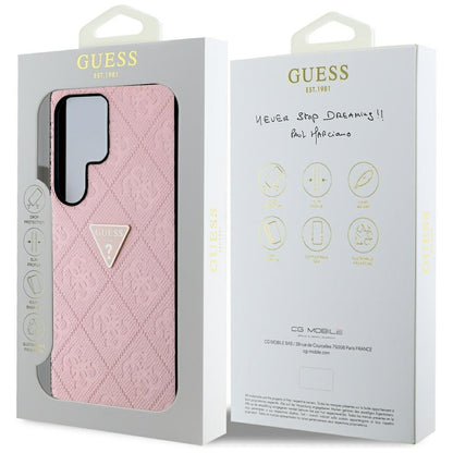 Deksel for Samsung Galaxy S25 Ultra S938, Guess, Grained Hot Stamp 4G Triangle, Rosa