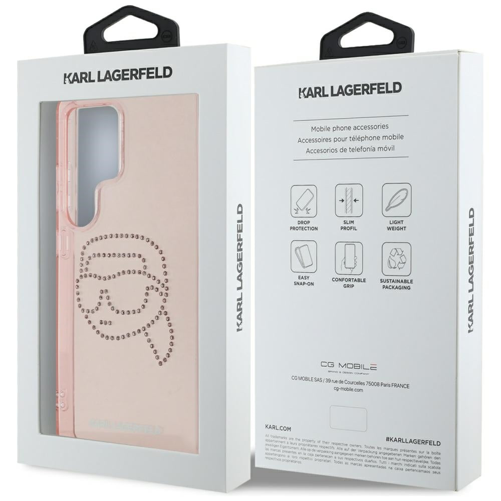 Deksel for Samsung Galaxy S25 Ultra S938, Karl Lagerfeld, IML Luxury Karl's Head, Rosa